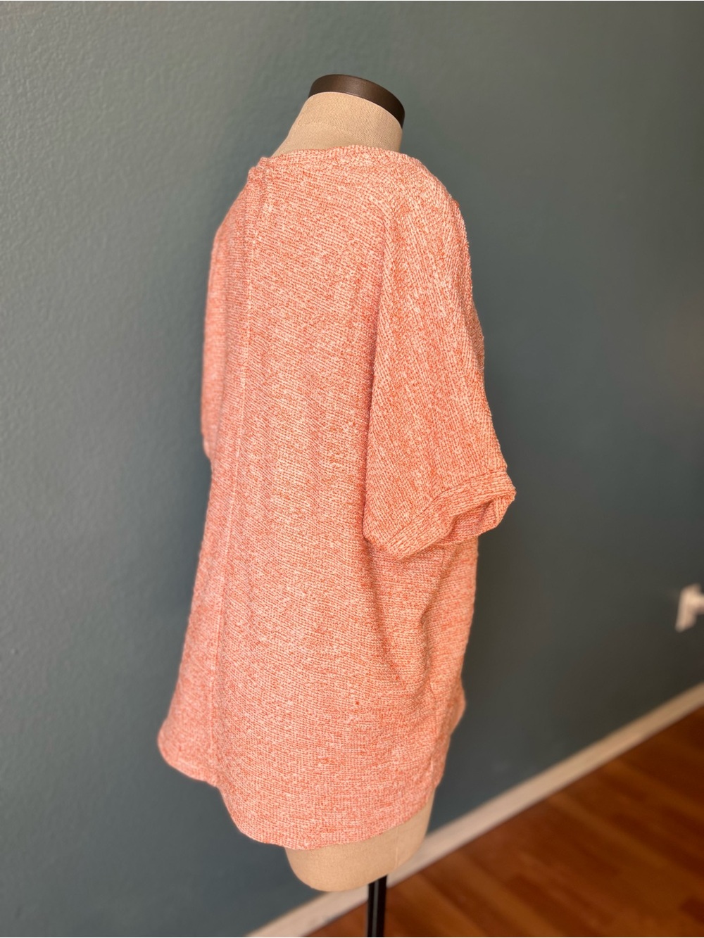 Zara Collection oversized Textured Coral Peach Knit Short Sleeve Sweater Top - Picture 5 of 7